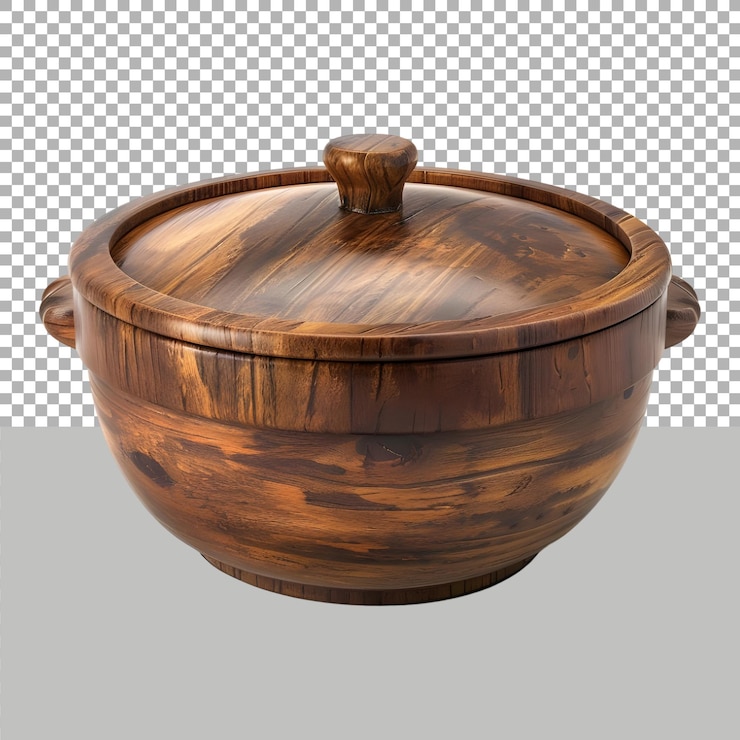PSD wooden bread pot on transparent background ai generated