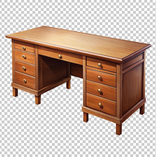 PSD wooden brown table with drawers