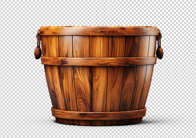 Wooden bucket Cut out on transparent