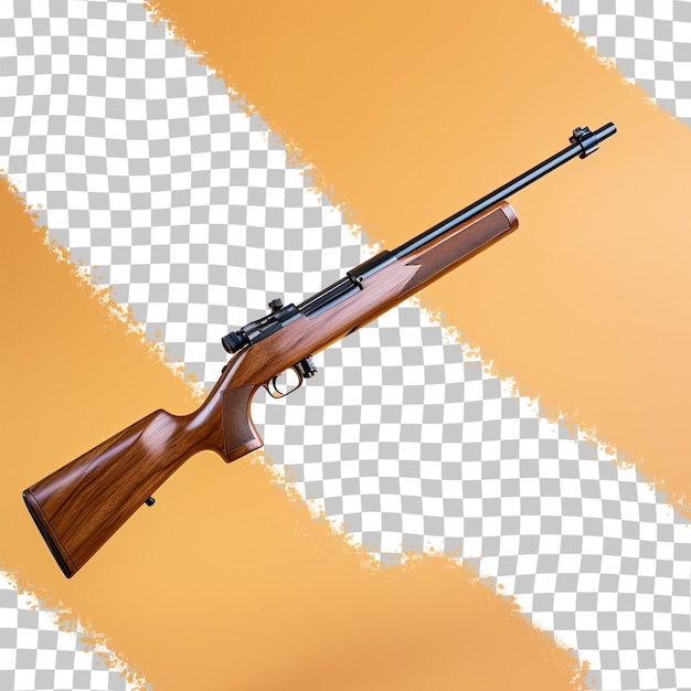 PSD wooden butt classic bolt action 22lr carbine showcased on transparent background