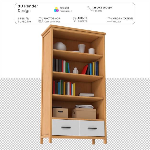 PSD wooden cabinet 3d modeling psd