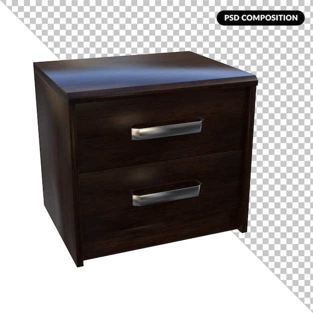 PSD wooden cabinet isolated 3d