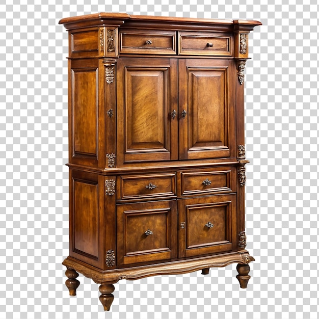 PSD wooden cabinet isolated on transparent background