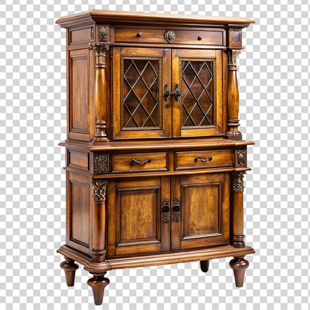 Wooden cabinet isolated on transparent background