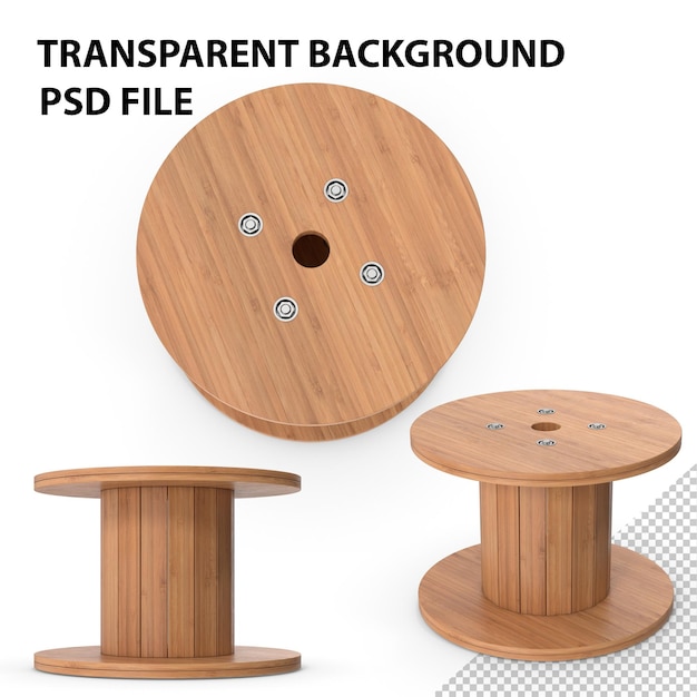 Wooden Cable Reel Drum PNG
