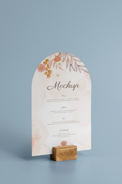 Wooden card holder with menu