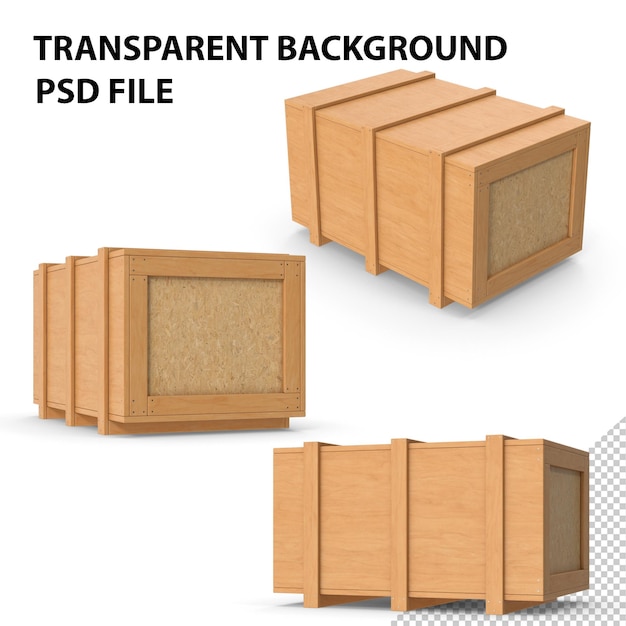 PSD wooden cargo crate box png