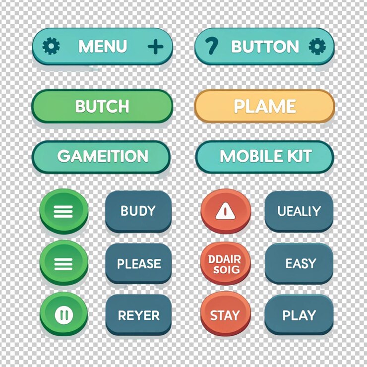 PSD wooden cartoon game interface collection