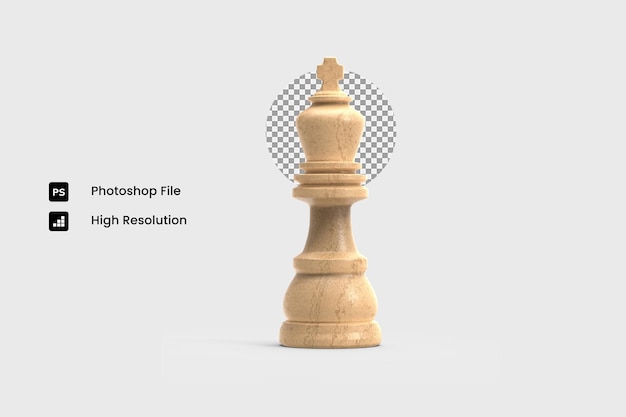 PSD wooden chess of king 3d rendering