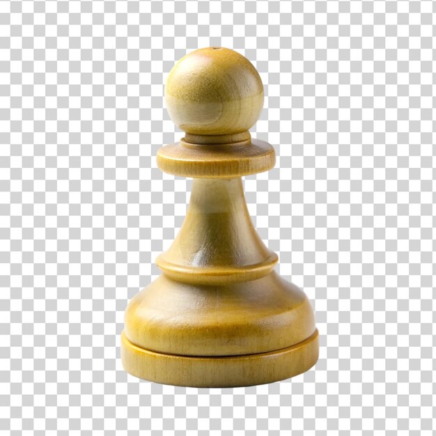 Wooden chess piece isolated on transparent background closeup