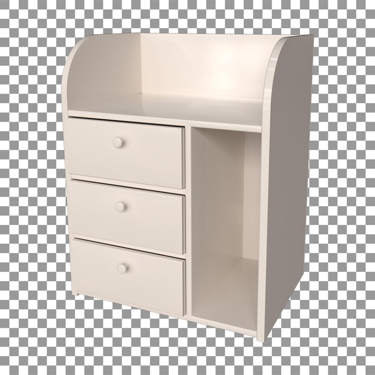 PSD a wooden chest of drawers with a white drawer that says  the word  on it