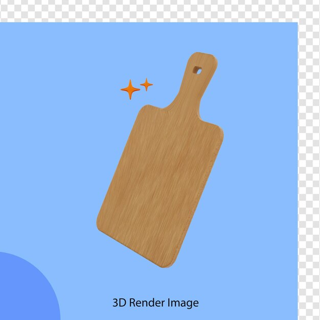 PSD wooden chopping board kitchen icon 3d rendering