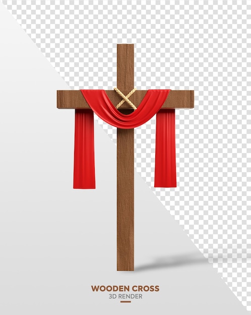 PSD Деревянный христианский крест элемент 3d для пасхи