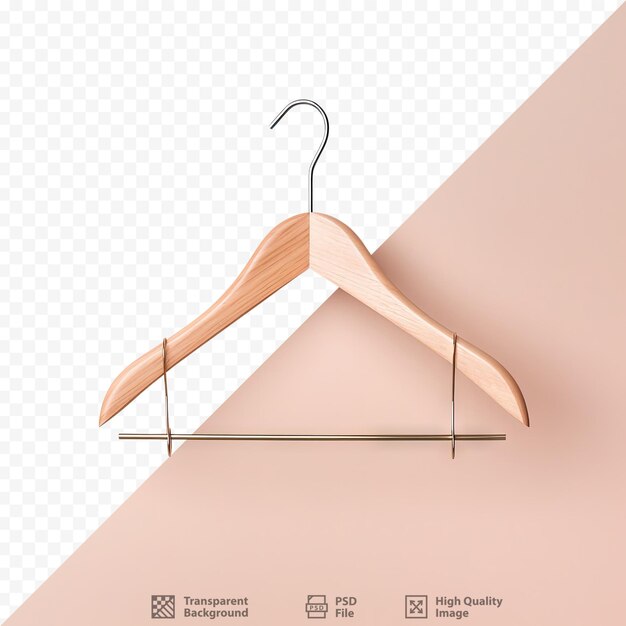 PSD wooden clothing support hanging alone against a transparent background