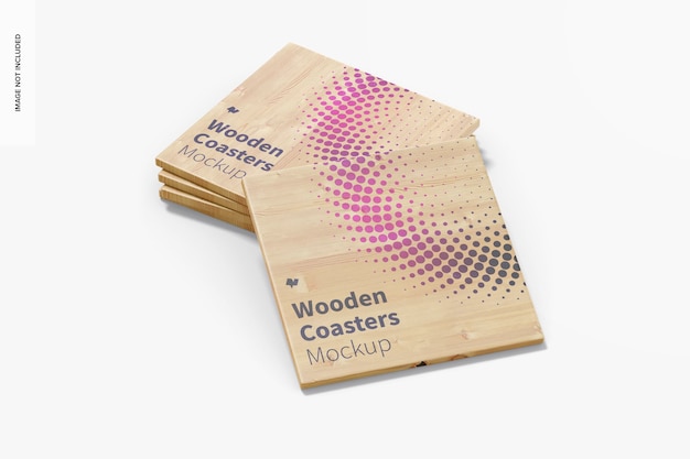 wooden coasters mockup set
