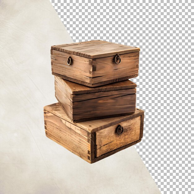 PSD scatole di legno isolate su uno sfondo trasparente