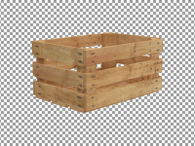 PSD wooden crate for fruits isolated on transparent background