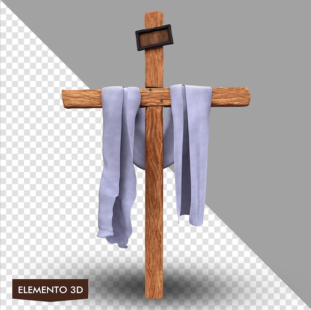 PSD wooden cross with white mantle