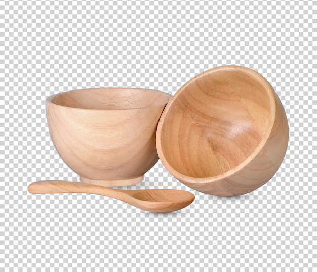 PSD wooden cup and wooden spoons isolated