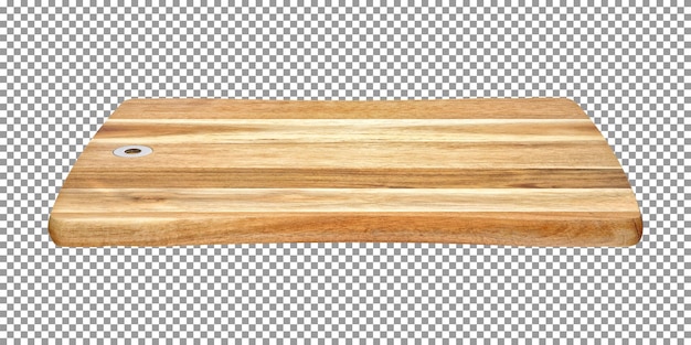 PSD wooden cutting board isolated on transparent background