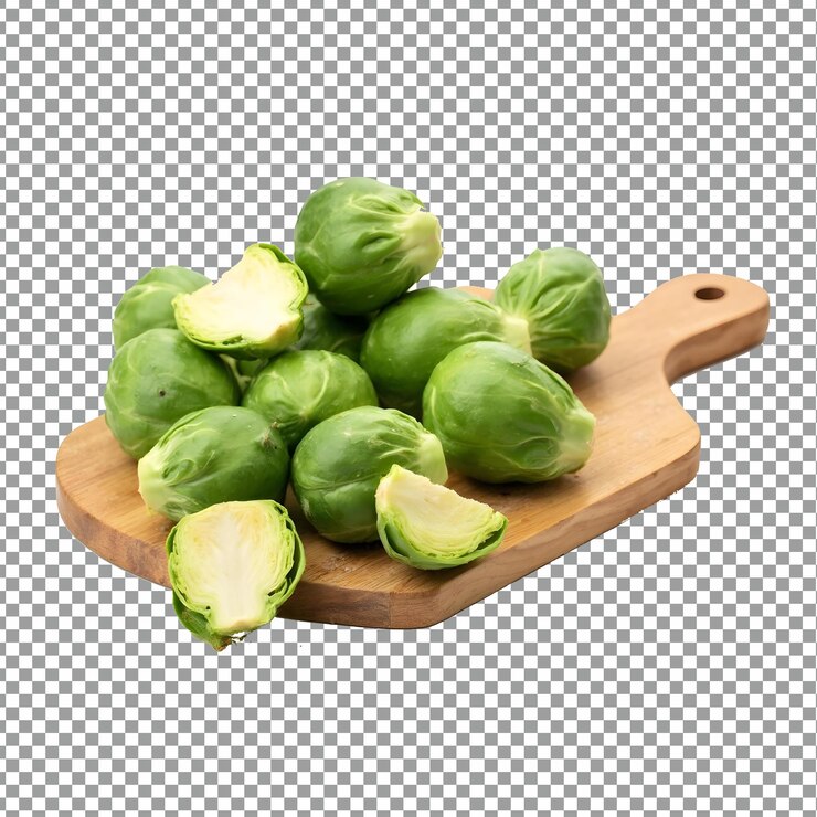 PSD a wooden cutting board with a bunch of green vegetables on it