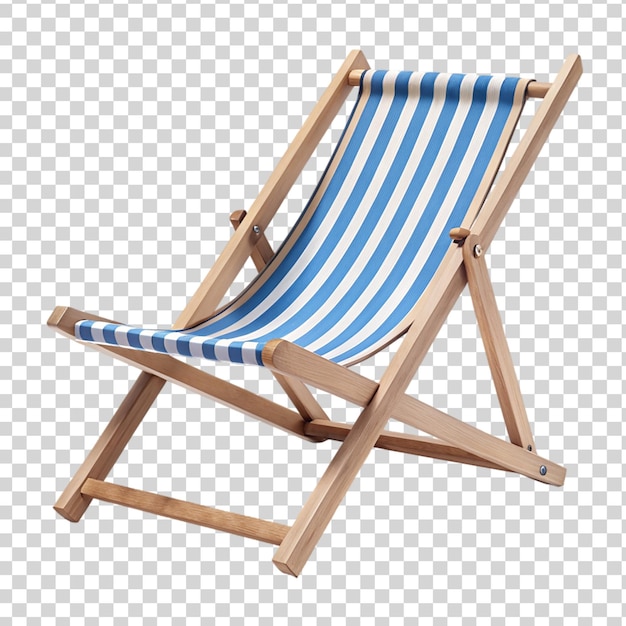 PSD wooden deck chair isolated on transparent background 3d rendering