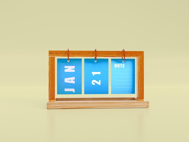 PSD wooden desk calendar mockup front view