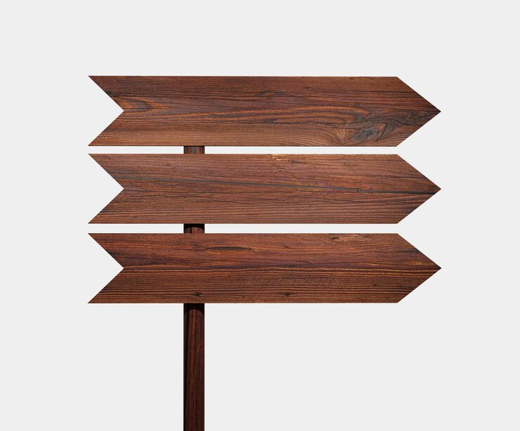 Wooden Direction Sign with Transparent Background Rustic Arrow Sign for Digital Projects