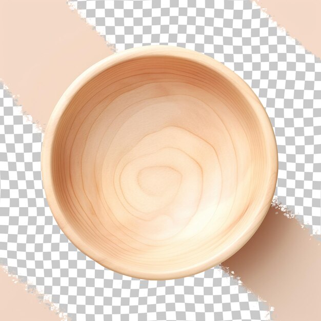 PSD wooden dishware with a swirling design on a transparent
