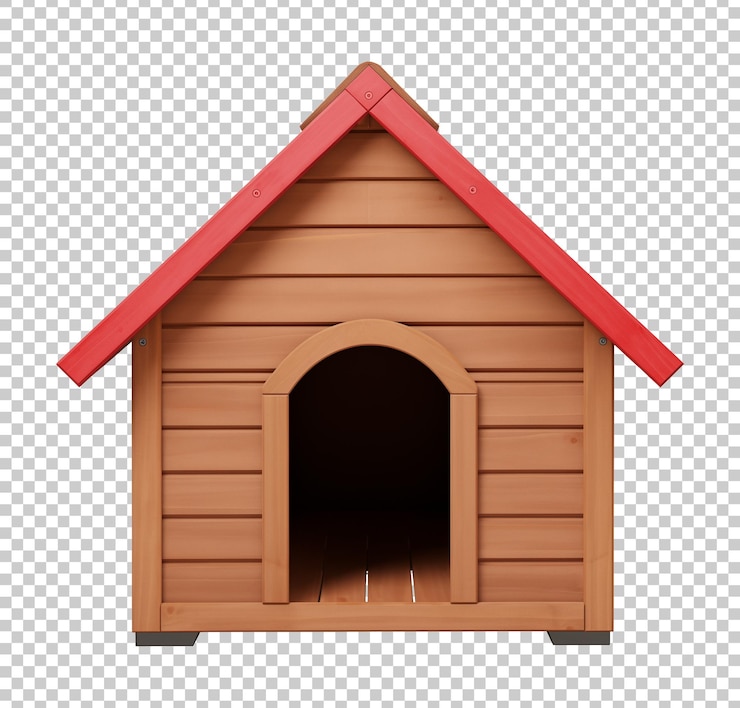 PSD wooden dog house isolated on transparent background