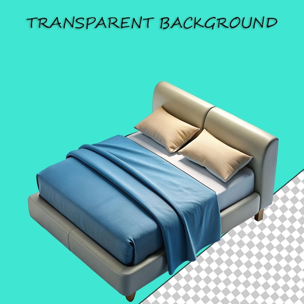 PSD wooden double bed 3d illustration