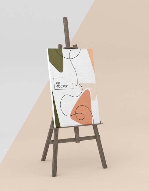 Wooden easel with canvas mock-up