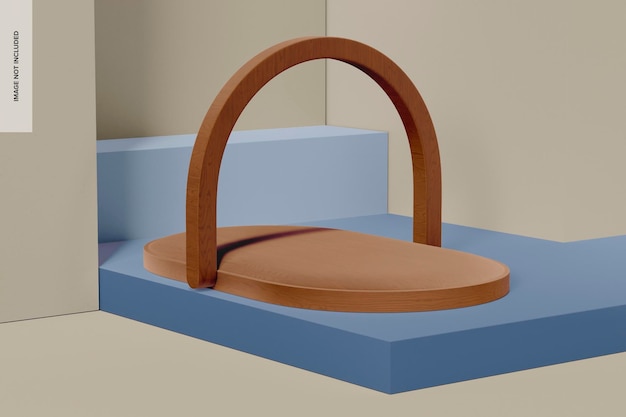 Wooden Exhibition Podium Mockup, Left View