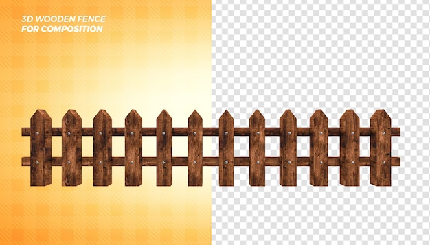 PSD wooden fence 3d render concept