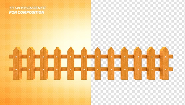 PSD wooden fence 3d render