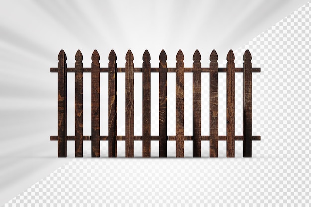 Wooden fence 3d render