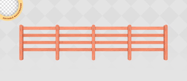 A wooden fence 3d on a white editable background