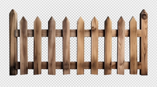 PSD wooden fence isolated on transparent background