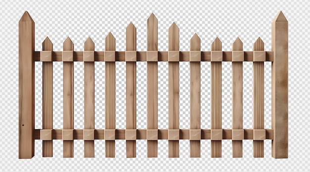 Wooden fence isolated on transparent background