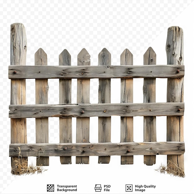 PSD wooden fence isolated on white