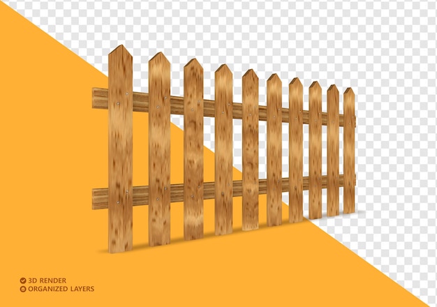 PSD wooden fence in perspective