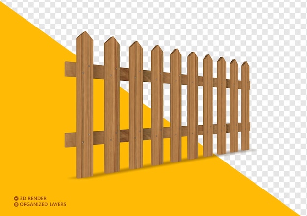 PSD wooden fence in perspective