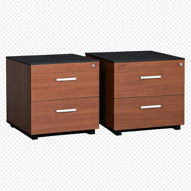 wooden file cabinet two drawers office furniture medium brown wood grain metal handles