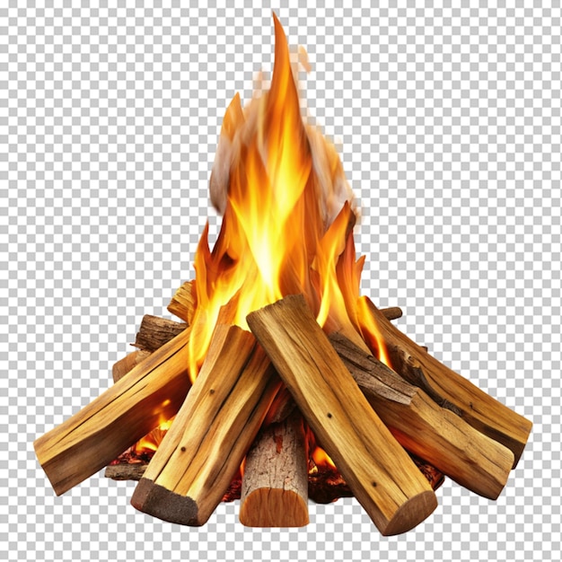 PSD wooden fire on transparent background