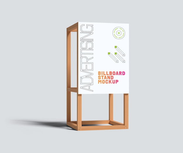 PSD wooden frame advertising poster mockup