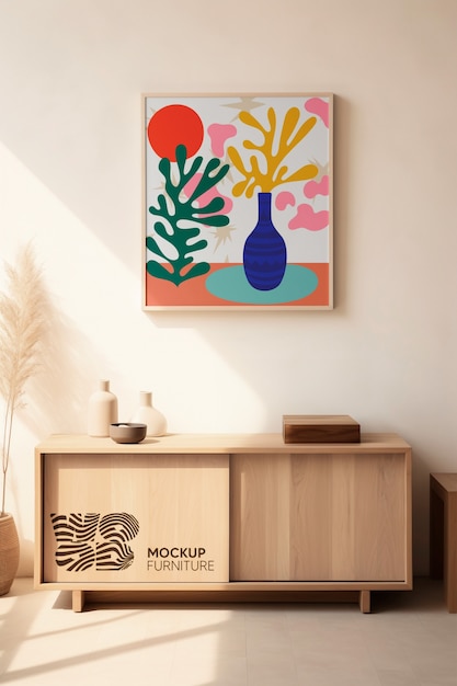 PSD wooden furniture mockup design