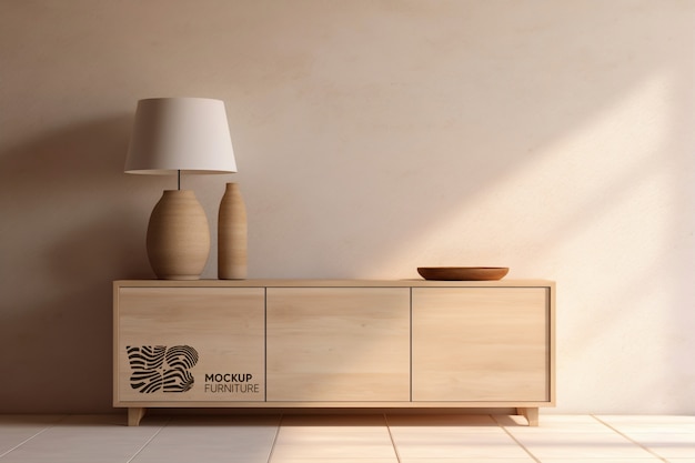 PSD wooden furniture mockup design