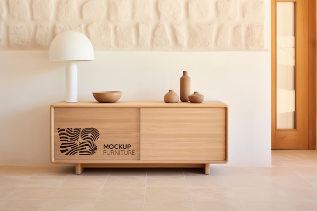 Wooden furniture mockup design