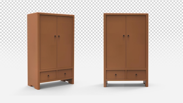 PSD wooden furniture on transparent background