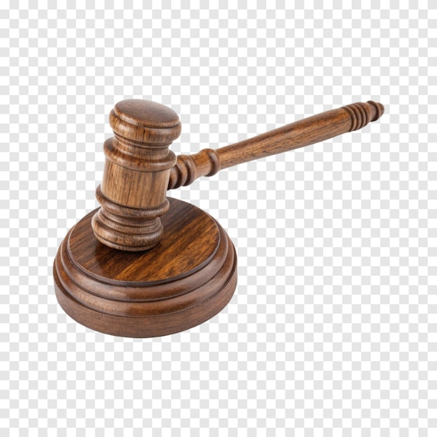 Wooden Gavel On A Base isolated on Transparent White Background